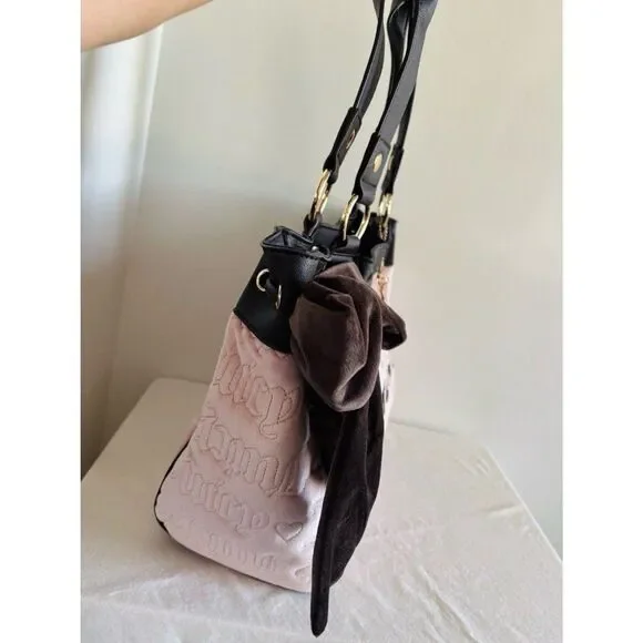 Juicy Couture Vintage Dreams Tote Bag Daydreamer Blush Pink Brown Shoulder NWT - Picture 7 of 10